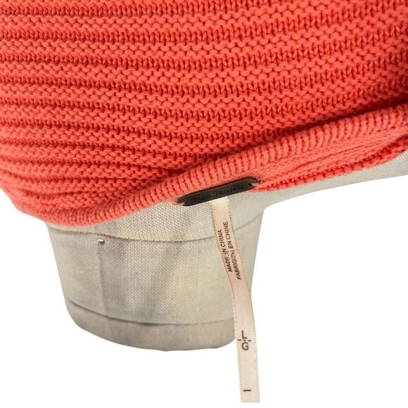 Free People La Brea Sweater V-Neck Ribbed Cuffed Sleeve Coral Orange Size Large - Picture 11 of 13